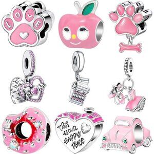 9 Pack Plated Silver Spacer Beads Charms